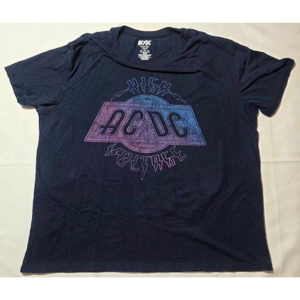 ACDC Womens XL High Voltage Band Graphic T Shirt Short Sleeve Hybrid Tee 16-18